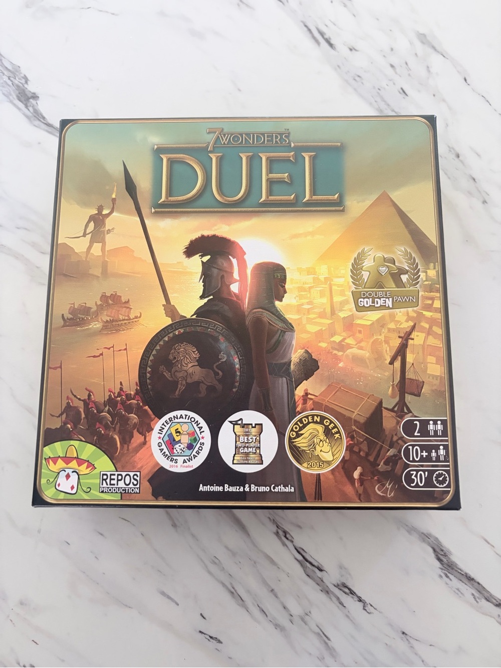 7 Wonders Duel Strategy Card Game - Gold & Brown Box